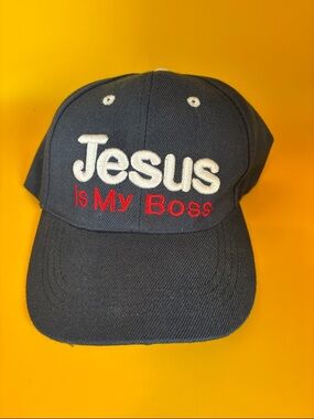 Embroidered 'Jesus is My Boss' Navy Baseball Cap